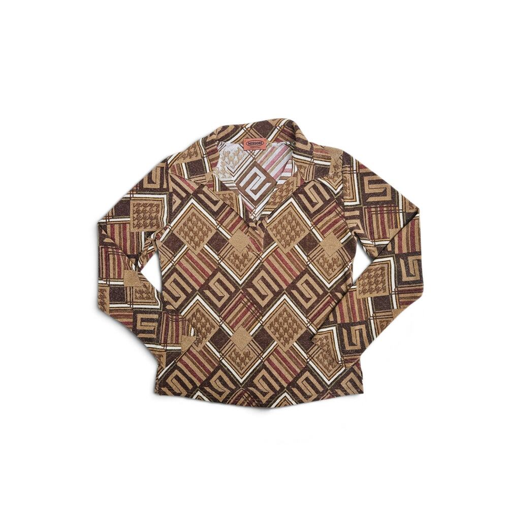 Vintage Missoni Long-Sleeved Top Geometric Print Sparkle - Size Large